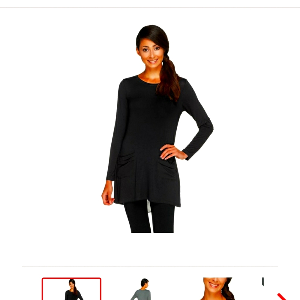 LOGO by Lori Goldstein knit Top with chiffon med.